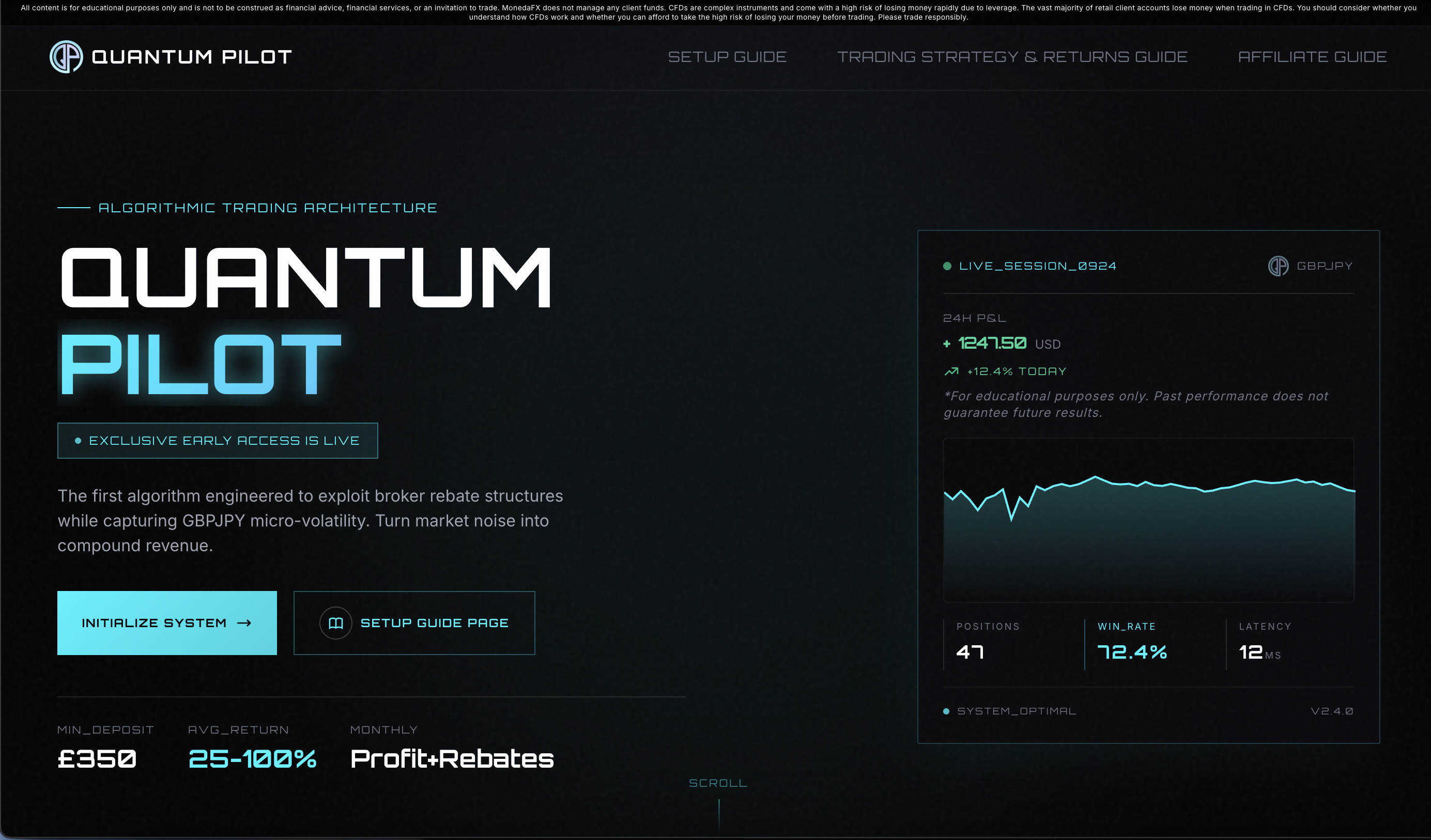 Quantum Pilot website homepage screenshot