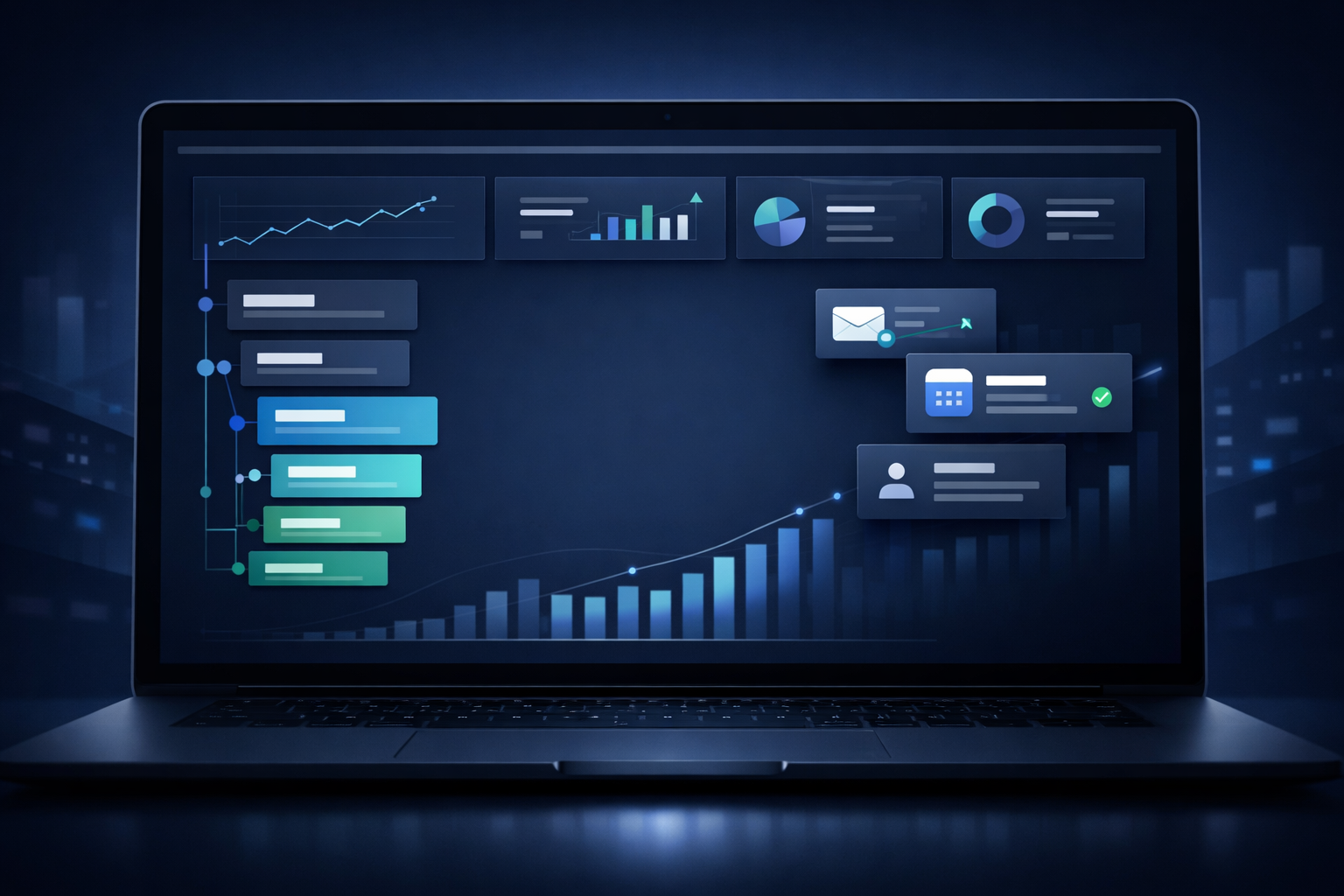 LeadLaunch dashboard and growth system visual
